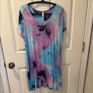Jessie & J Tie-Dye Short Sleeve Tunic Top / dress Size 1X SMOKE FREE HOME